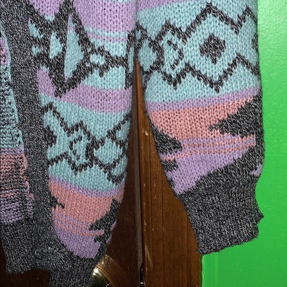 Colorful Pastel Patterned Sweater M/L - Picture 4 of 5